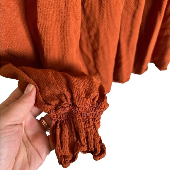 Target A New Day • Rust Smocked Long Sleeve Blouse - Picture 10 of 10